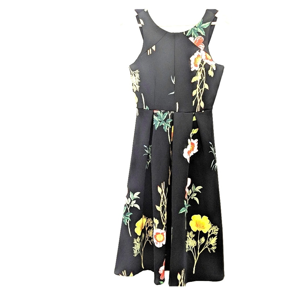Asos black floral dress size 6 43"
